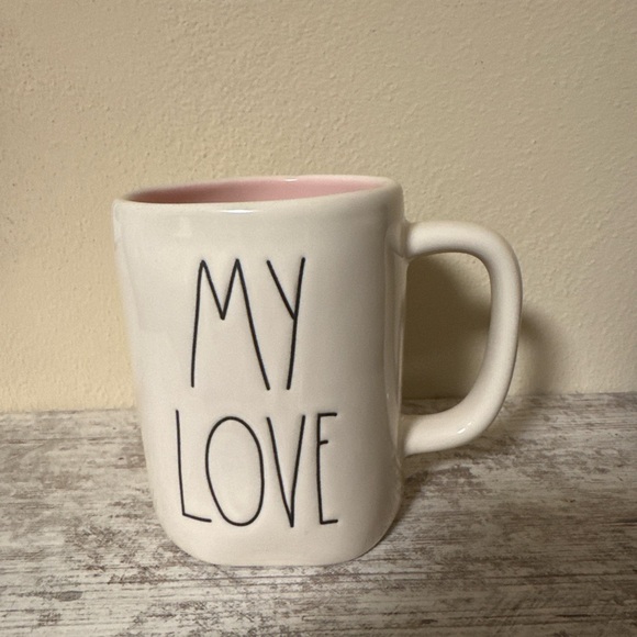 Rae Dunn Other - Rae Dunn “MY LOVE” Ceramic Mug Pink Interior